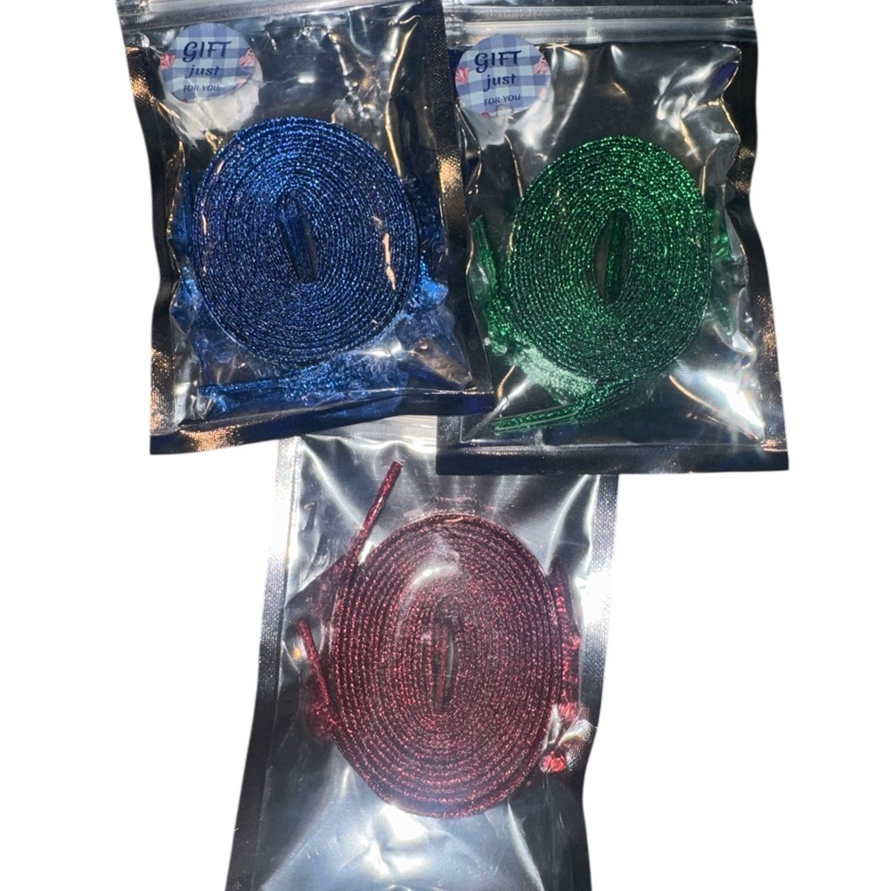 Shimmering  shoe laces - Blue, Green, Red